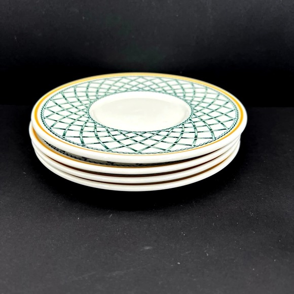 Villeroy & Boch Basket Creamer Green Lattice Yellow Rim. - Picture 3 of 7